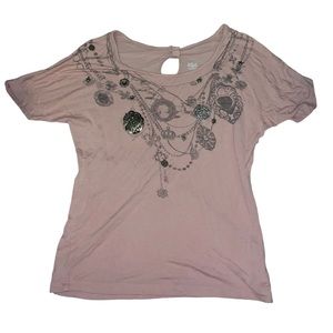 ANA Embellished Blouse Womens size S Pink
